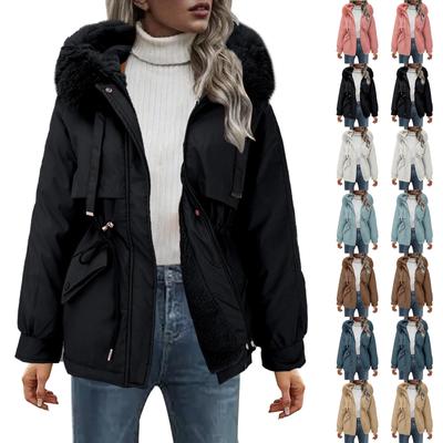 Abrigo de pana de terciopelo con capucha para mujer, abrigo de algodón de invierno para mujer, chaqueta cálida gruesa de longitud media