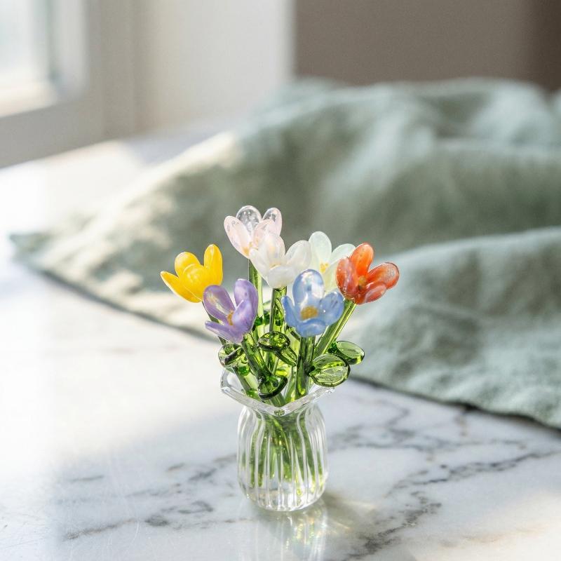 Simulation Glass Flowers 6/7Pcs Artificial Floral Stems for Realistic Home Fresh Decor and Gift Inspiration