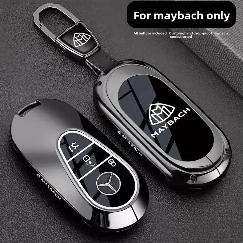 PZQ2   Alloy Style Car Key Case Cover Shell For Mercedes Benz A C E S G Class GLC CLE CLA GLB GLS W177 W205 W213 W222 X167 AMG Keychain