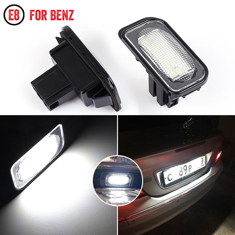 For Mercedes-Benz W203 4D Door Number lamp white 12V 2Pcs CanBus Error Free License Plate LED Light