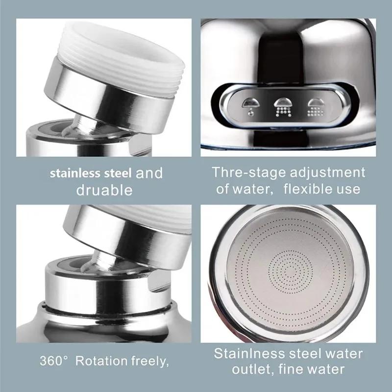 360 Grad Schwenkbarer Küchenarmatur Belüfter Einstellbarer Drei-Modus Sprüher Filter Diffusor Wassersparende Düse Badarmatur Anschluss