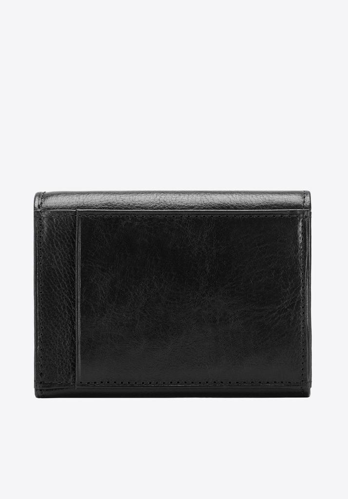 Wittchen Women's Small Leather Wallet With Snap, Black And Gold, Natural Leather