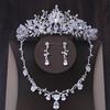 Flower Crystal Bridal Jewelry Sets Handmade Tiaras Earrings Necklace Crown Wedding Dress Bride Jewelry Set Prom