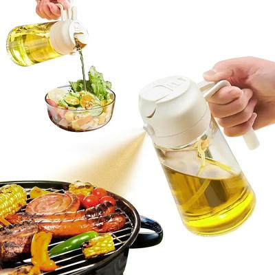 2-in-1-Ölsprühflasche aus Glas, 470 ml, Sprühölspender, Bottole, Menage, Grillen, Backen, Braten, Picknick, Küchenwerkzeug