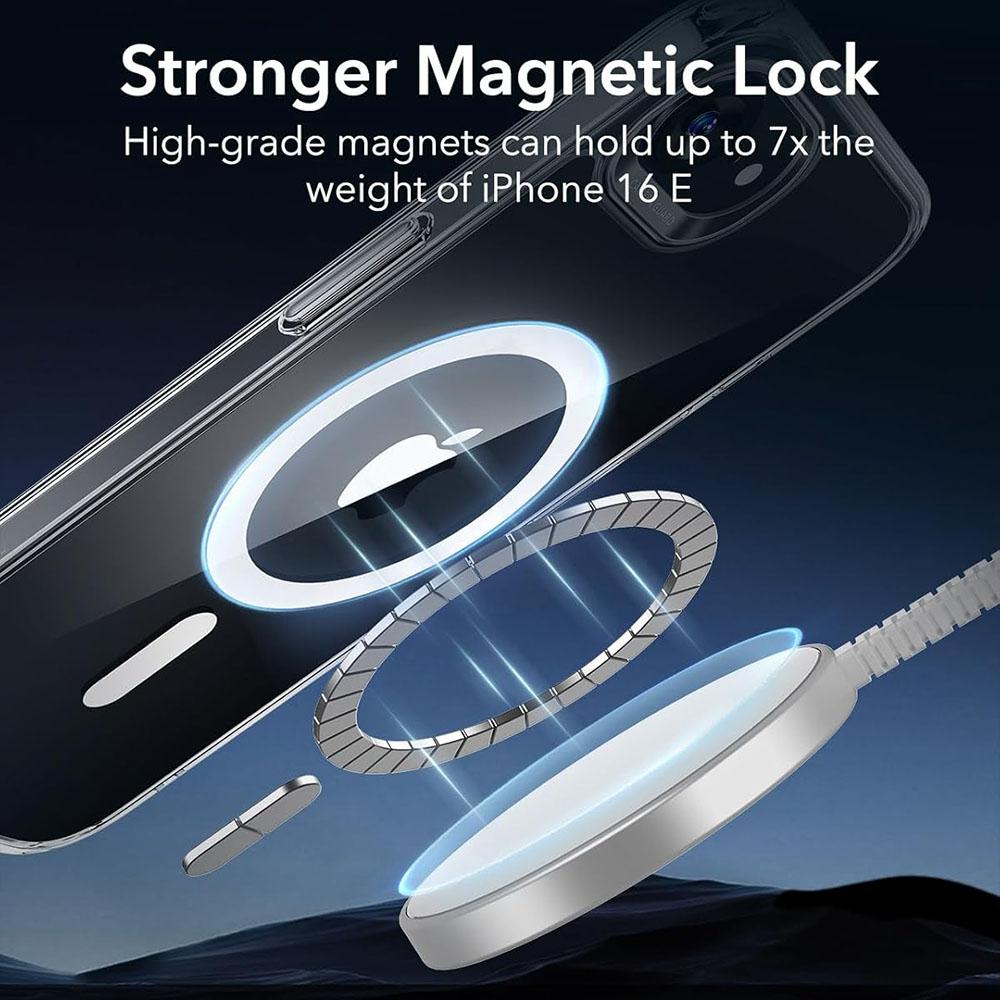 Pro iPhone 16e Průhledný magnetický Magsafe Bezdrátové nabíjení Pouzdro Pro iPhone 16e PC Tvrdý kryt Fundas