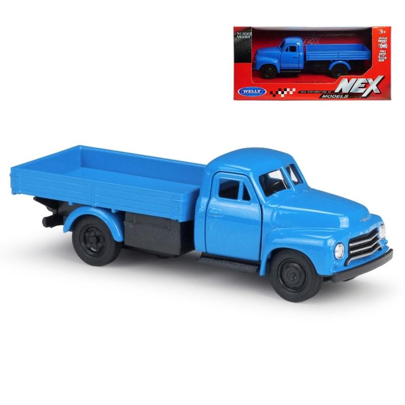 

Welly 1/36 Scale Opel Blitz Toy Car Truck Model Welly Diecast Classiacl Vehicle Miniature Pull Back Free Wheels Collection Gift for Children Without rain shelter синій