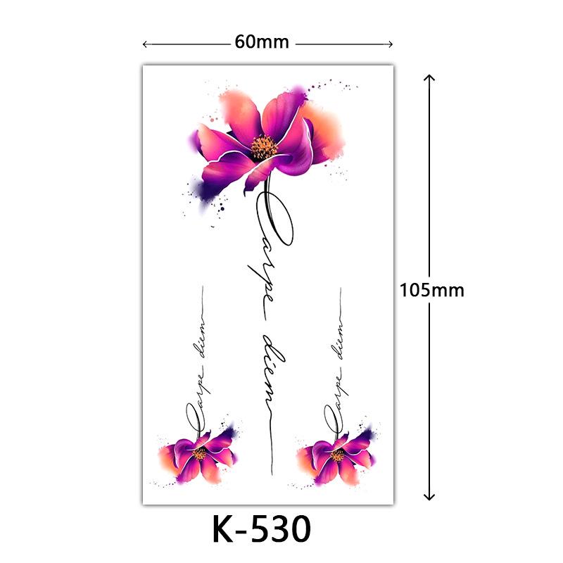 Waterproof Tattoo Stickers: English Letters, Flowers & Butterfly Sketches