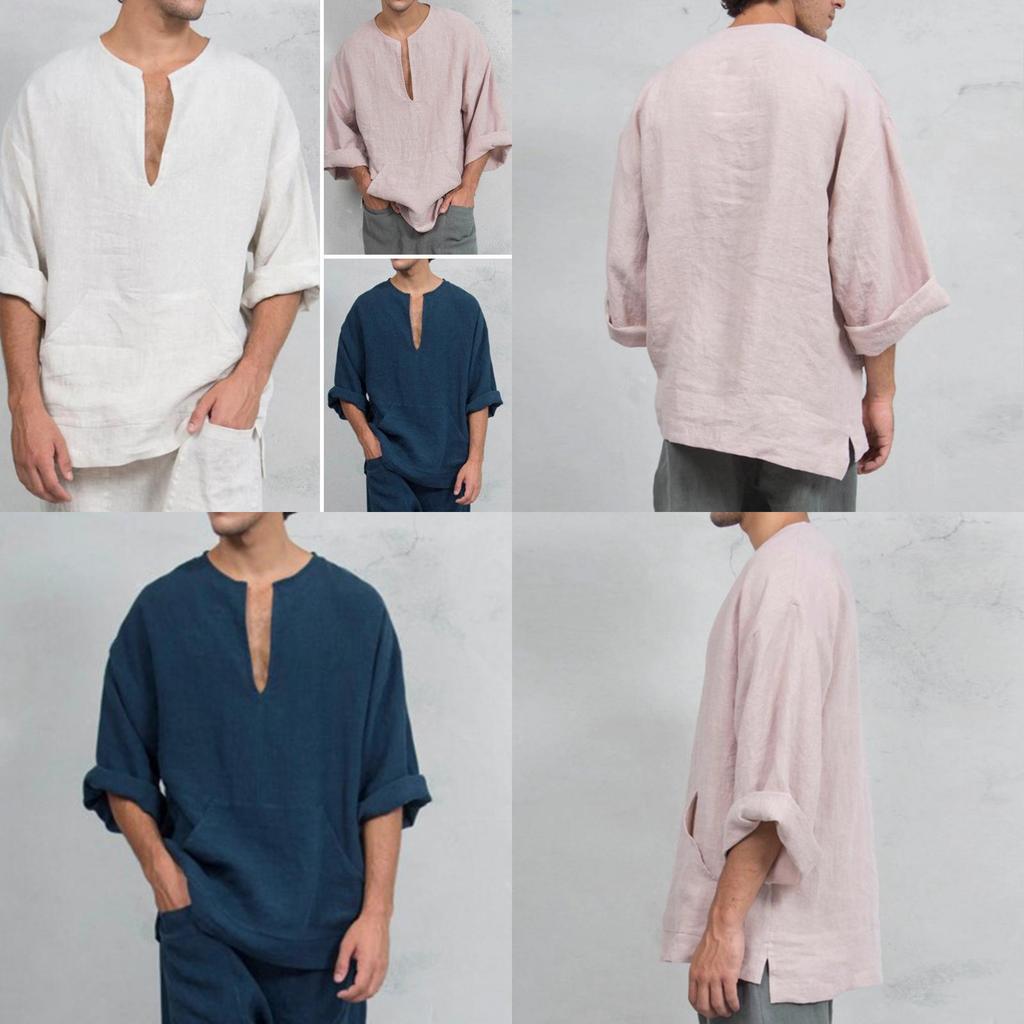 Premium Men's Long Sleeve Linen Shirt With Loose Fit For Casual Summer Comfort