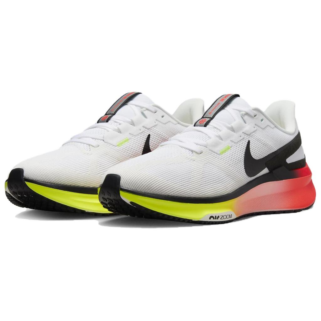 Nike Structure 25 White Bright Crimson Volt Black Running Shoes HF4913-100