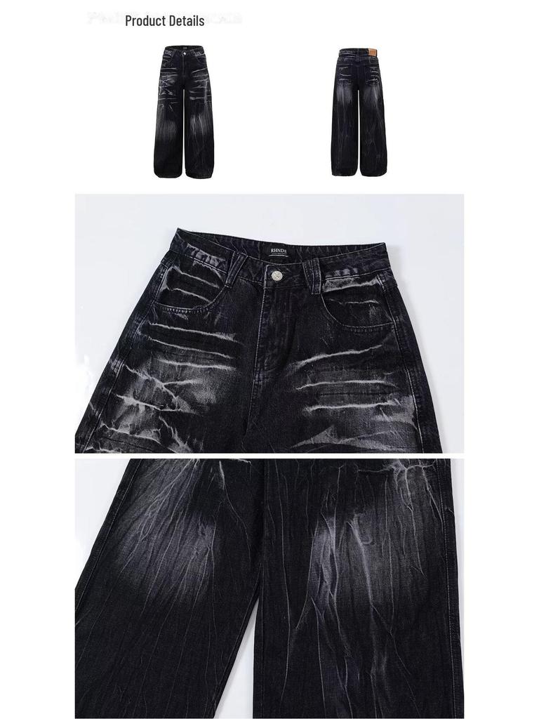 2024 Herren-Jeans im amerikanischen Stil, trendig, locker und gerade geschnitten