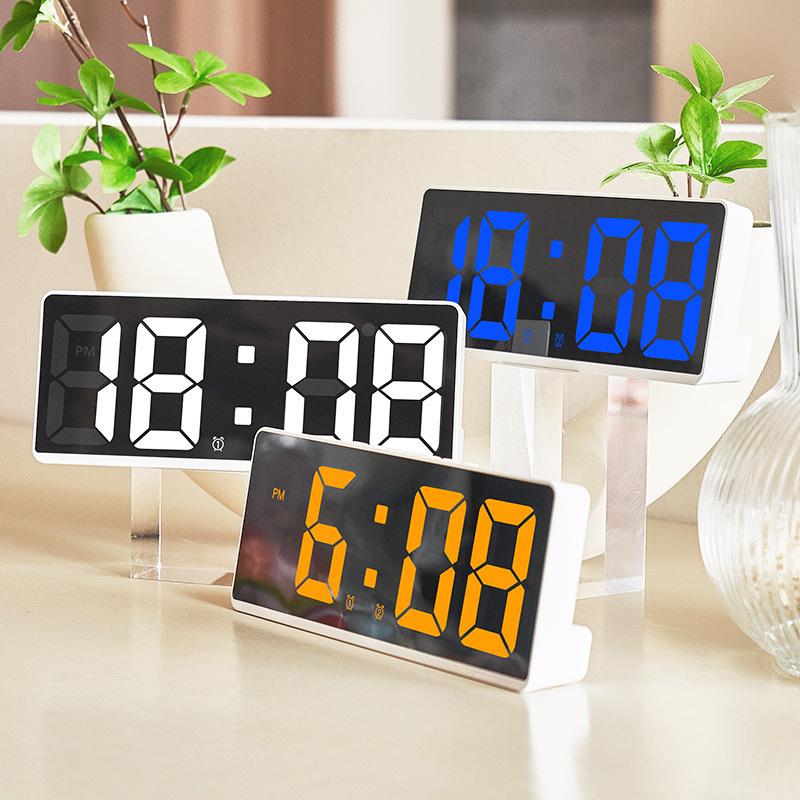 Minimalist Dual Alarm LED Clock - Large Screen Digital Bedroom Bedside Korean Style (6628)