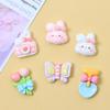 Pink & White Rabbit Cartoon Resin Shoe Charms for DIY Jewelry & Hair Clips