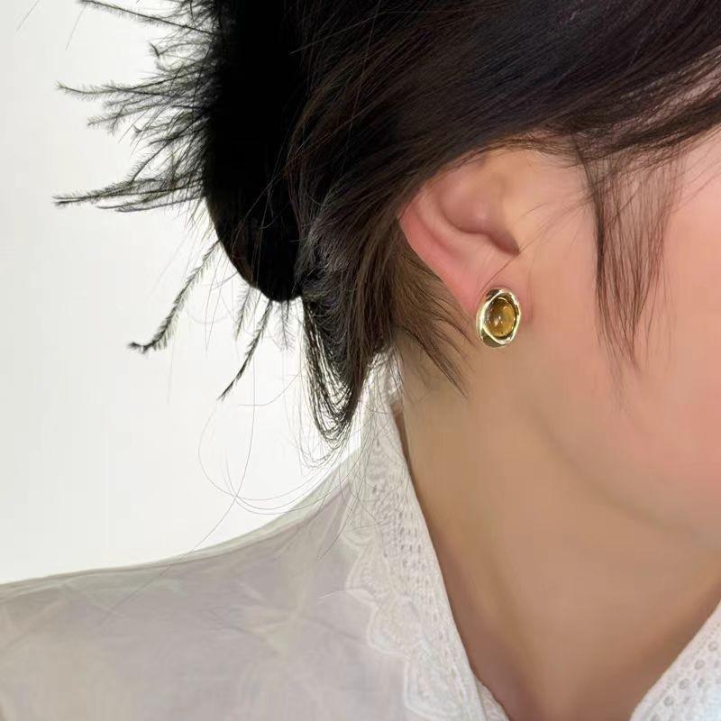 Retro Hong Kong Style Earrings Women's Light Luxury High-end Sense Niche Autumn and Winter Earrings Earrings