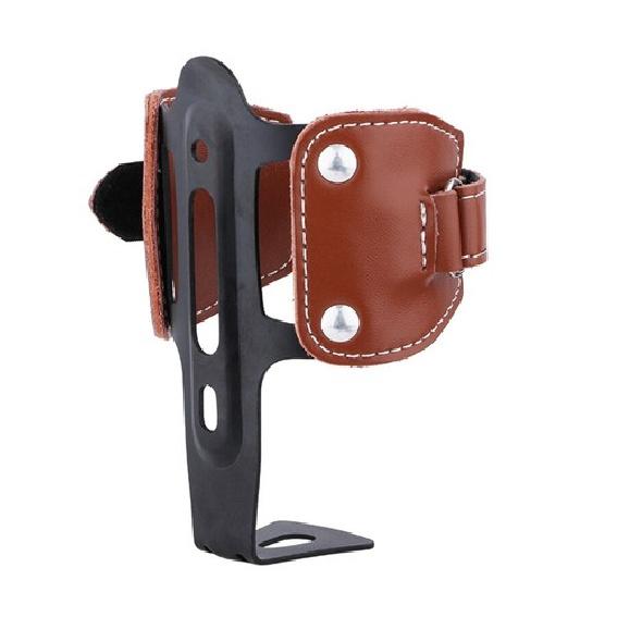 Neuer Retro Motorrad Fahrrad Flaschenbecherhalter Korb Braunes Leder Aluminium Anschraubbar