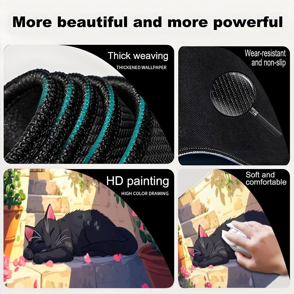 HYBXAXC Cute Japan Cat Mouse Pad Large Gamer Mousepad Computer Gaming Accessories Art Carpet 900x400 Play Mats Anime Office Mat
