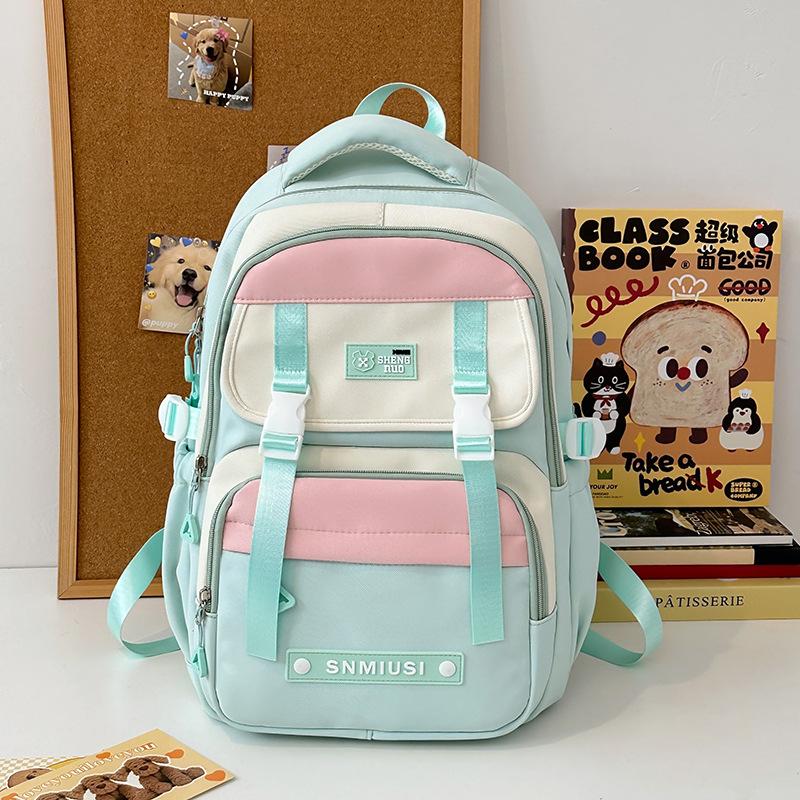 High Value, Fresh, Sweet and Cute Contrasting Color Splicing Backpack, Lightweight Backpack for Junior High School Students