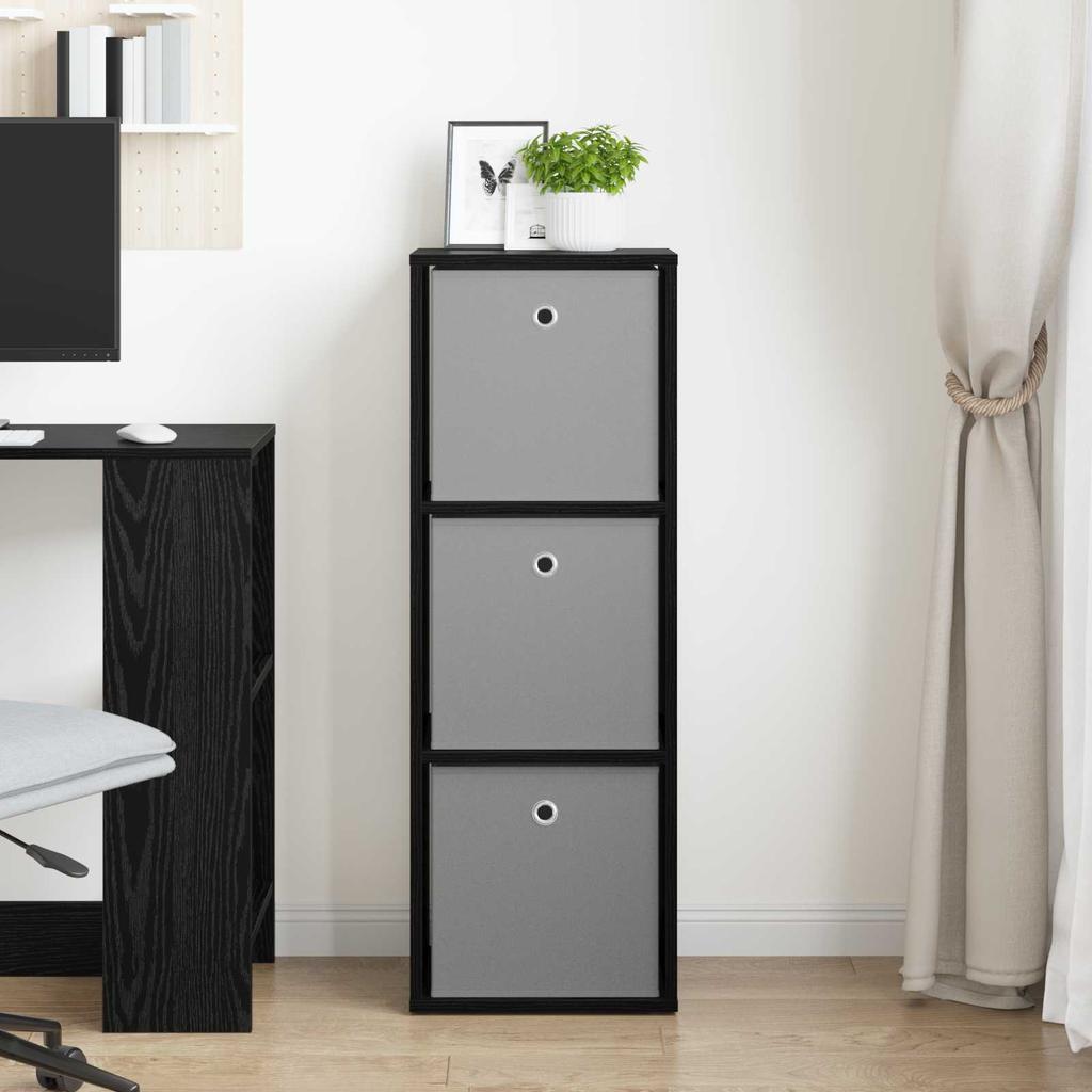 Sideboard with Drawers Black Oak Effect 35 x 32 x 99.5 cm