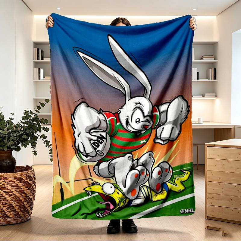 South Sydney Rabbitohs Print Blanket - Soft & Comfortable, for Bedroom, Travel, Sofa, Home Decoration - Birthday Christmas Gift for Friend