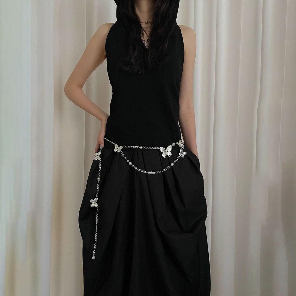 Gold Silver Chain Belt High-end Design Metal Chain Waistband Fashion Dress Belt Chain  Women
