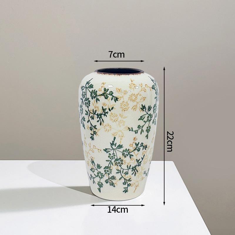 Vintage Keramiske Blomster vaser Retro Pastorale Ottekantet Vase Hydroponisk Blomsterpotte Æstetisk Dekorativ Vase Blomsterarrangement