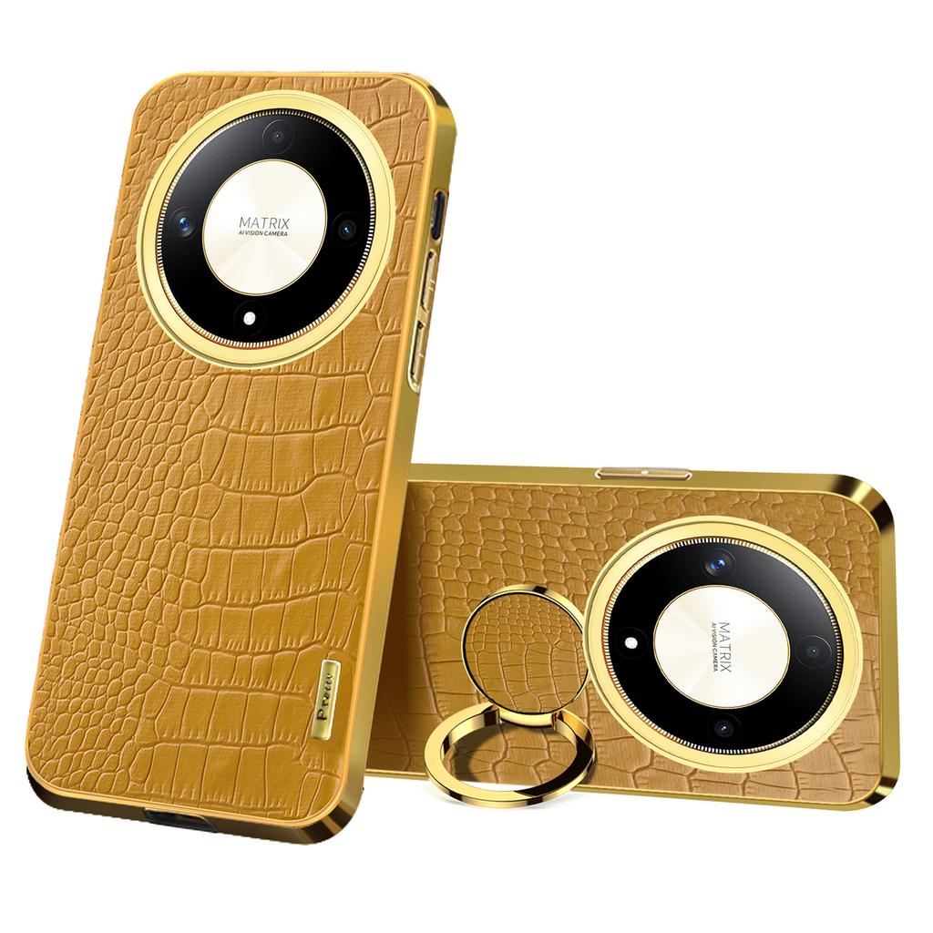 For Honor X9b 5G/Magic6 Lite 5G Cell Phone Case 6D Electroplating Finger Ring Kickstand Back Cover