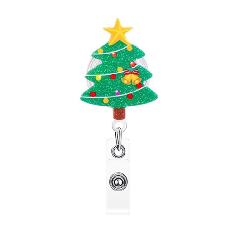Christmas Badge Holder with Belt Clip Spring Loaded Retractable ABS Badge Holder for Doctor Nurse Student Teacher