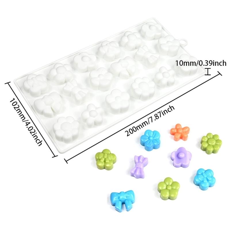 Multipurpose Silicone Baking Molds With 18 Bows Flower Cavities For Making Chocolate Candies And Festival Desserts