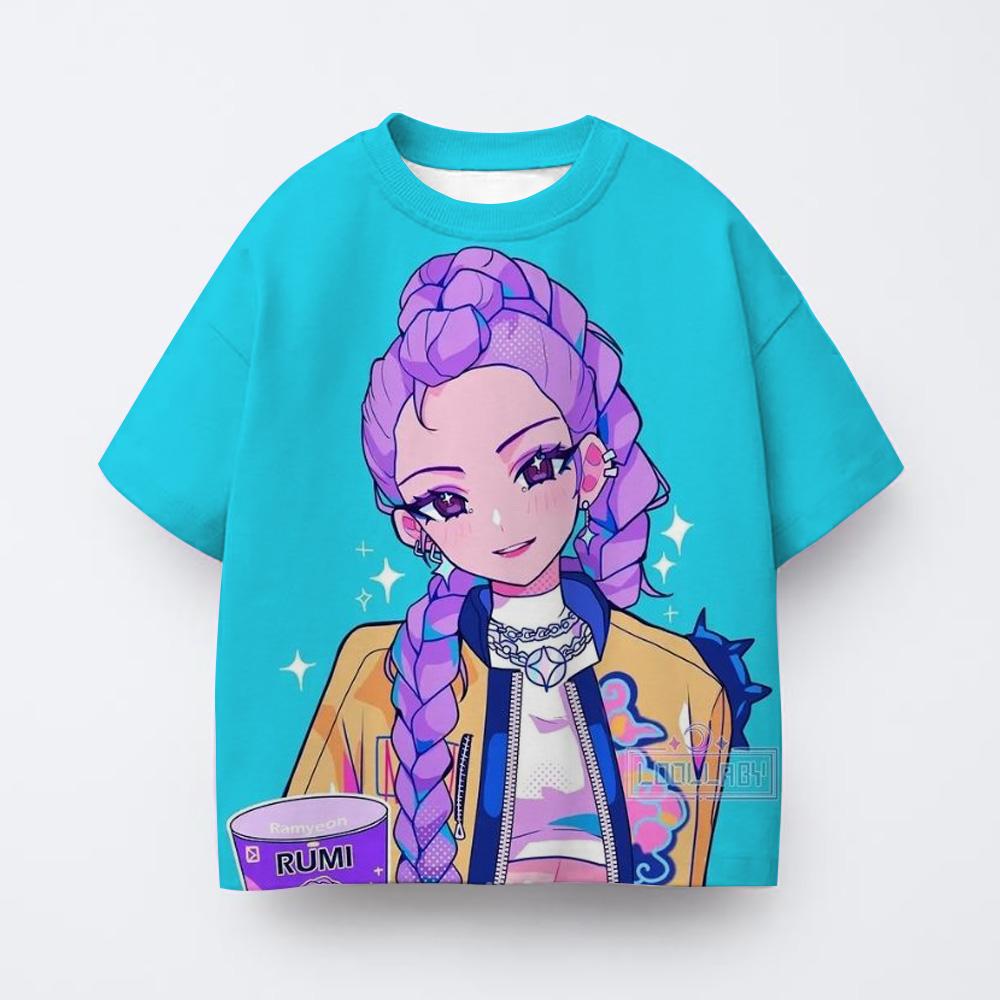 T-shirt Summer Youth Casual Short Sleeve Sports Cartoon Print Fashion T-Shirt Girls Clothing