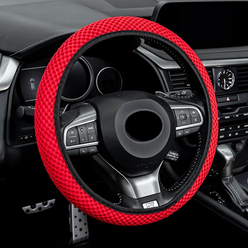 Alpmosn Elastic Stretch Steering Wheel Cover, Universal Interior Accessories Steering Wheel Cover for Women & Men, Breathable Microfiber Ice Silk,