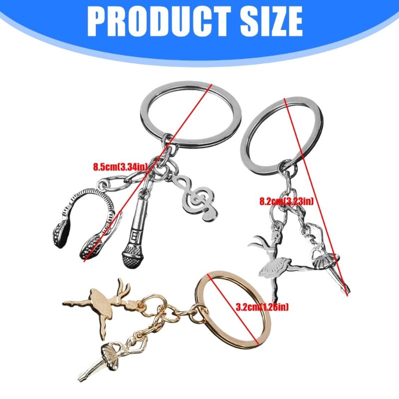 Double Theme Dance Headphone Keychain Artistic Alloy Accessory Compact Design Ballet Bag Charm Keyholder For Enthusiasts
