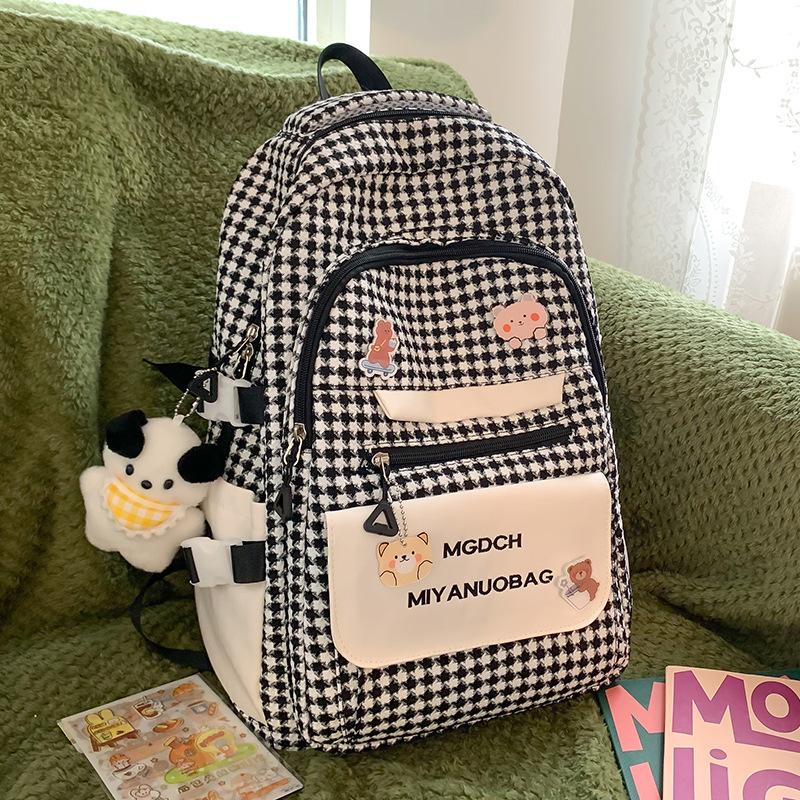School Bag Children Elementary School Girls Plaid Middle School Students No High Quality Fashion Junior High School Backpack