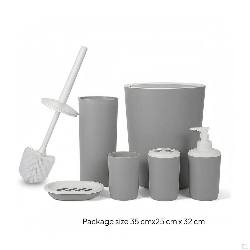 6 Pieces Bath Accessory Set with Soap Dispenser Matte Vanity Modern for
