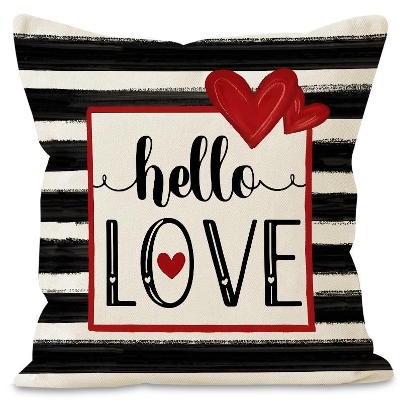 Valentine'S Day Plaid Print Home Decor Pillowcase Bedroom Living Room Sofa Decoration Polyester Cushion Cover With Zipper