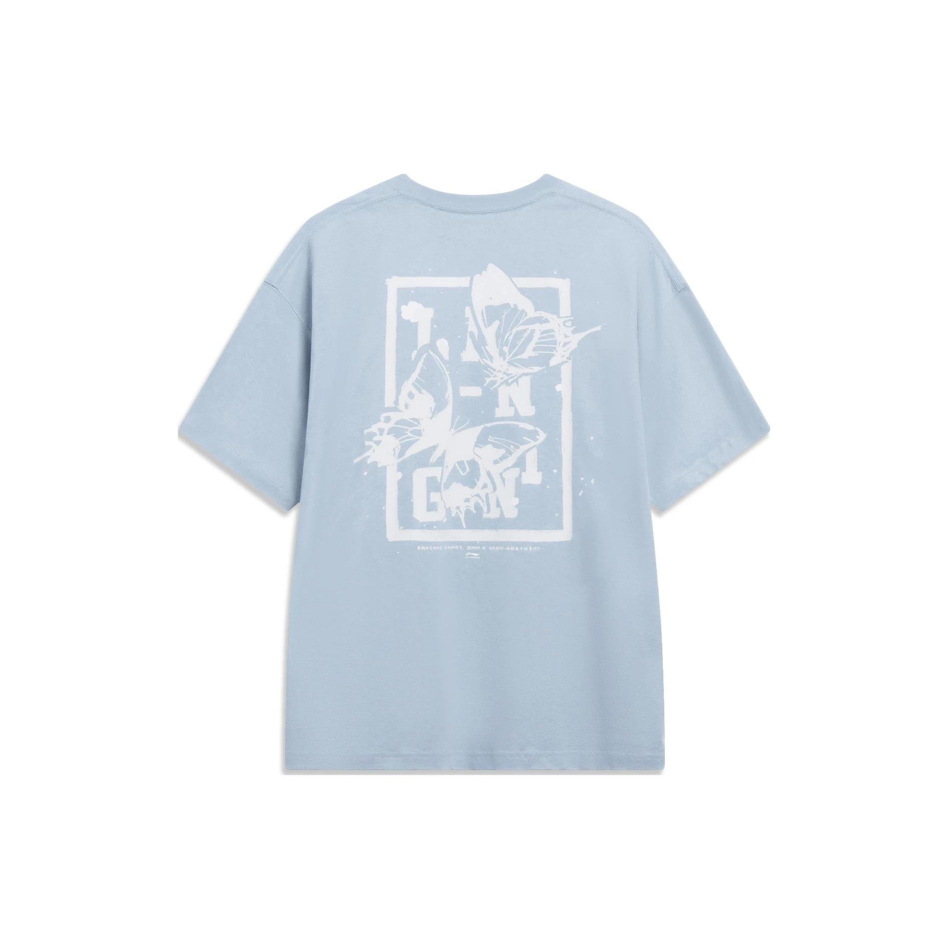 Li-Ning Chinese Culture Butterfly Graphic T-shirt Light Blue Men s AHST203-2 L