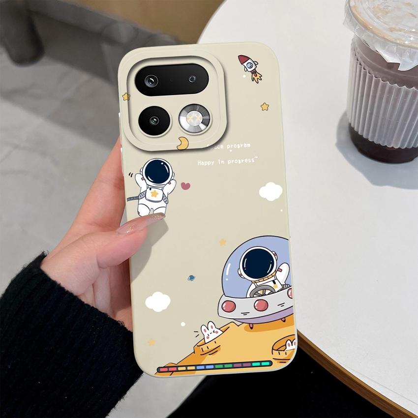 For Oppo Realme 16 15 14 Pro Plus OPPO Reno 15 Pro A6X A83 A79 A78 A96 A95 A94 A93 A92 A91 Phone Case Lovely Astronaut Soft Liquid Silicone Back Cover
