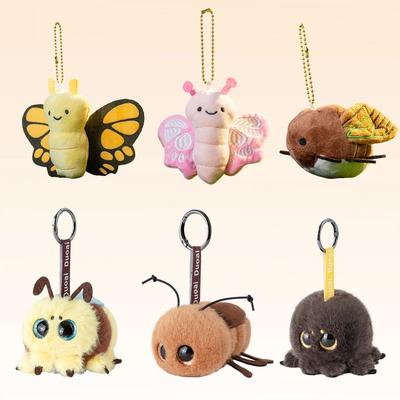 Cute Butterfly,Bee,Plush Small Pendant Key Chain Stuffed Insect Snail,Cicada,Cockroach Soft Doll Key Backpack Pendant Bag Charm