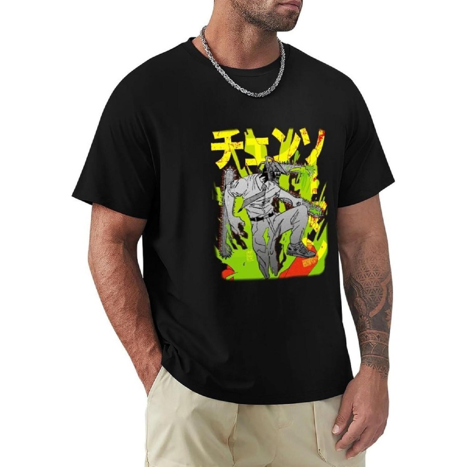 

Muicepcfn T Shirts for Men Chainsaw Man Summer Tops Short Sleeve T-Shirts(3) XXXXXL чорний