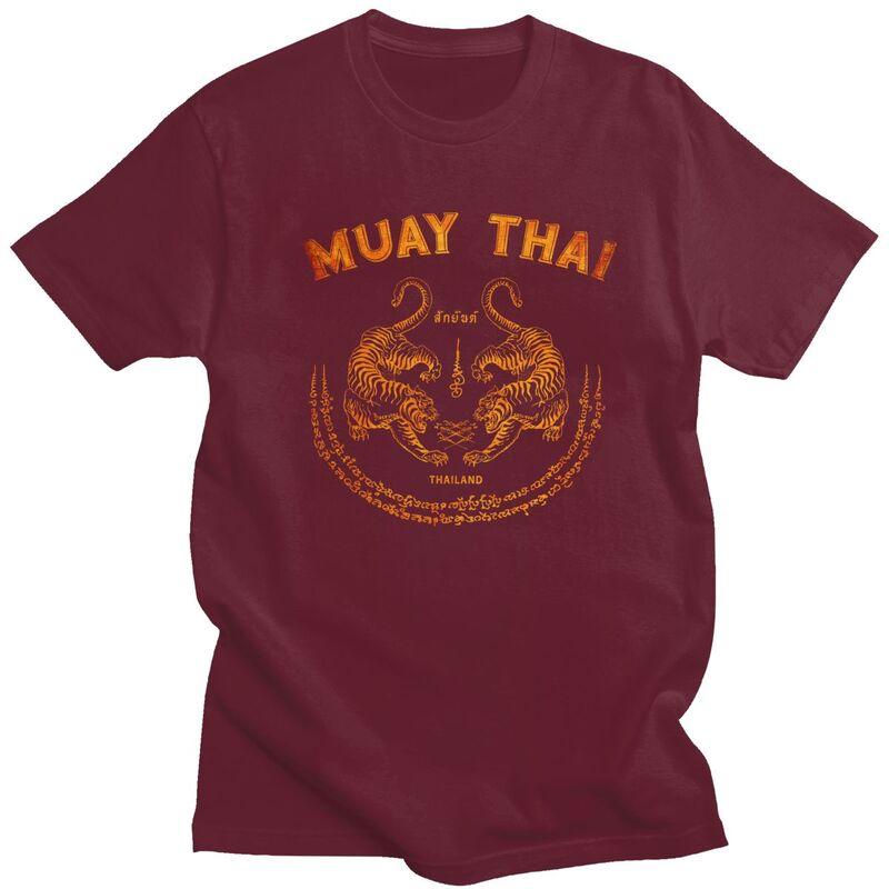 Individuelles Cooles Muay Thai Tiger T-Shirt Herren Kurzarm 100% Baumwolle T-Shirt Freizeit Sak Yant Tattoo Kickboxen Thailand T-Shirts