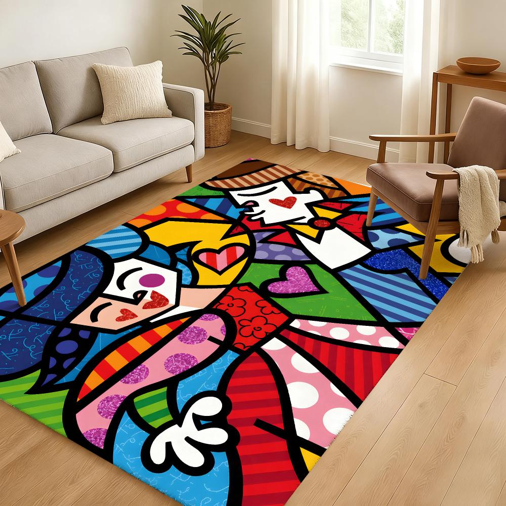 Colors R-Romero B-Britto Art Floor Mat Soft Thickened Absorbent Non-Slip Bedroom Living Room Door Mat Home Decor Flannel Rugs