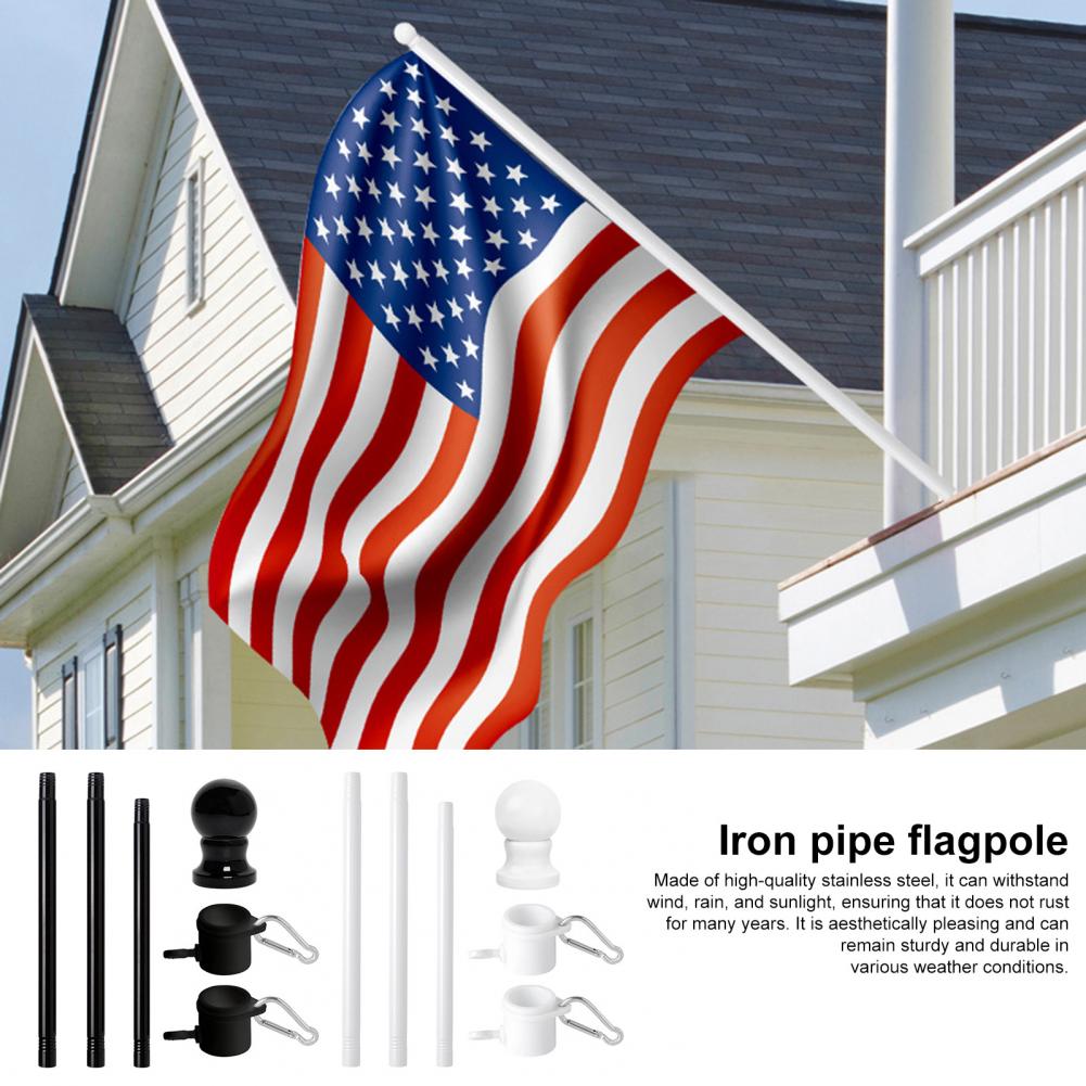 Stainless Steel Flag Pole Kit Swivel Ring Portable Outdoor Flag Pole Adjustable Height Flagpole for House Yard Porch Camping