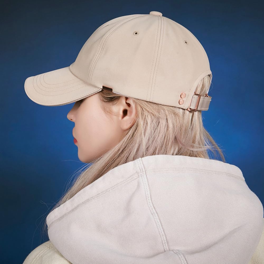 Rose Gold Double Link Over Fit Ball Cap Beige [VARZAR]