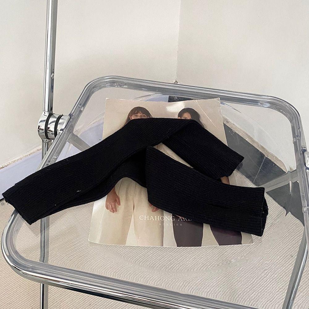 Warm Half Finger Solid Color Female Arm Warmers Long Gloves Wool Sleeve Cuff Knitted Arm Warmers