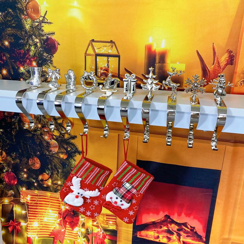 1 Stück Kaminhaken Wohnzimmer Schneeflocke Baum Elf Zuhause Weihnachtsstrumpfhaken Weihnachtsgeschenk Goldener Silberner Haken Schlafzimmer Metall Küche