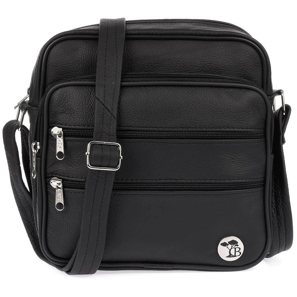 Men's Black Leather Bag Beltimore Spacious with Strap G77
