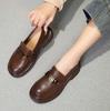 Loafers women's 2025 spring and autumn new first-layer cowhide platform single shoes retro breathable one-pedal small leather shoes large size