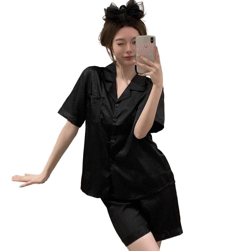 Mode Temperament Pyjama Damen Sommer Eis Seide High-End Kurzarm Lässig Dünn Loungewear Anzug