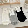 Bow Lace Socks Simple Mid-Tube Girl Sweet And Versatile Breathable Black White Gray Basic Daily Life