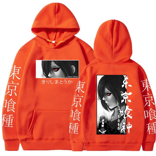 Japanischer Anime Tokyo Ghoul Hoodies Touka Kirishima Augen Cartoon Bedruckte Baumwollpullover Unisex Casual Übergroßes Sweatshirt Harajuku Streetwear