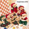2pcs Couple Christmas Teddy Bears Plush Toy Stuffed Doll Animals Kids Decoration