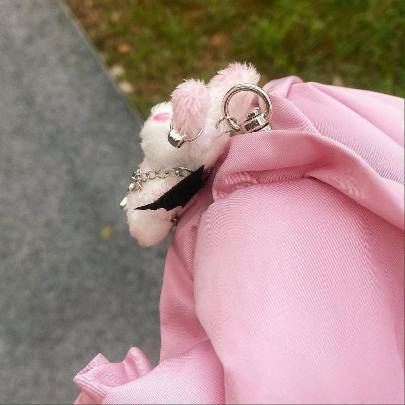 Key Holder for Students Heart Rabbit Keyring Phone Lanyard Mobile Phone Strap